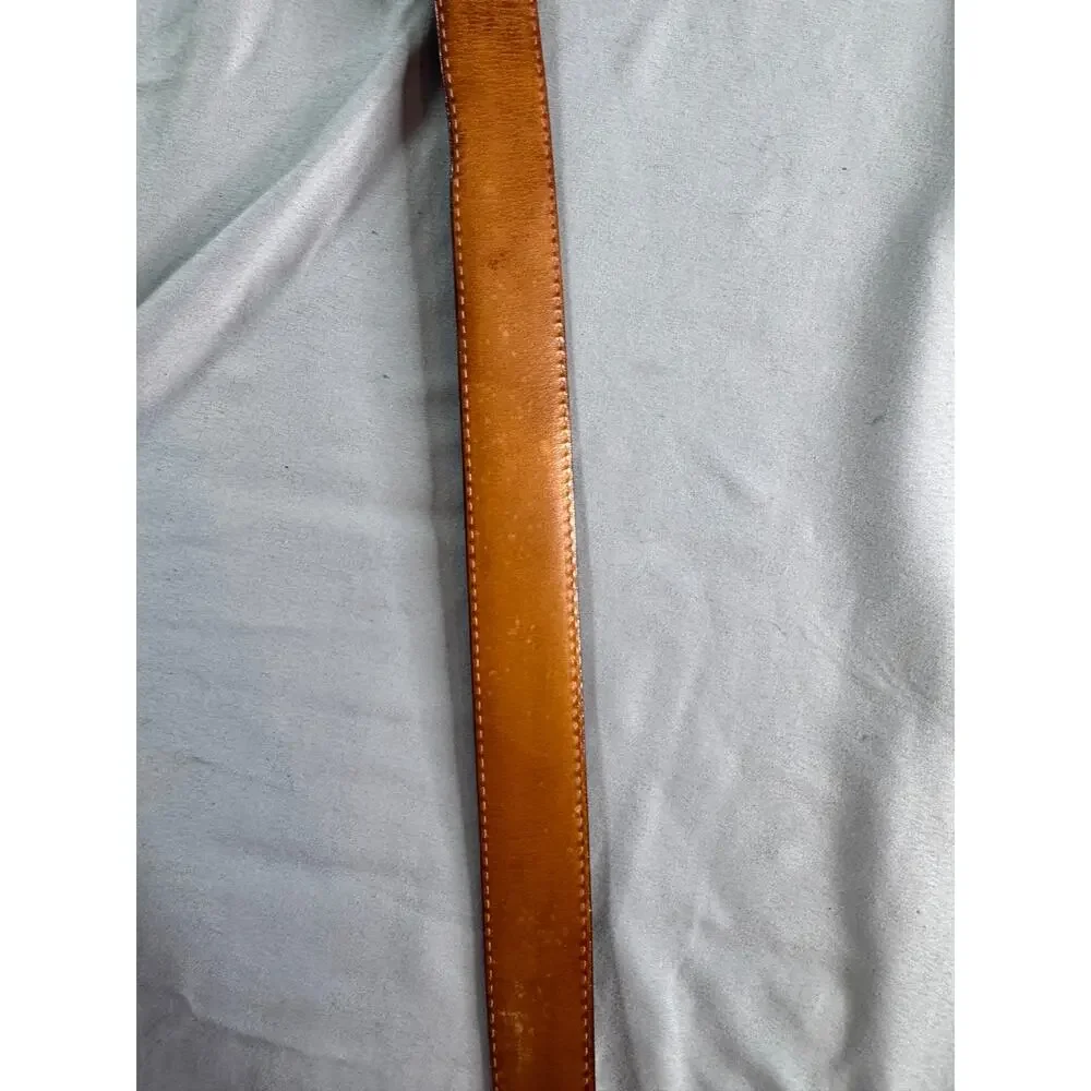 Martin Dingman Brown Full Grain Leather Belt Solid Brass Buckle Size 38 USA